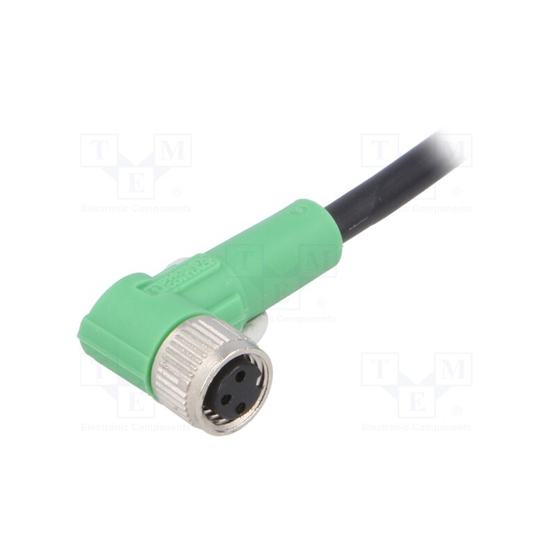 1 pcs x PHOENIX CONTACT - SAC-3P-10,0-PVC/M8FR - Connection lead, M8, PIN: 3, angled, 10m, plug, 250VAC, 4A, -25÷90°C