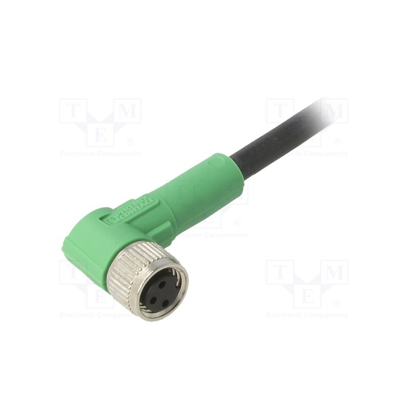 1 pcs x PHOENIX CONTACT - SAC-3P-3,0-PUR/M8FR - Connection lead, M8, PIN: 3, angled, 3m, plug, 60VAC, 4A, -25÷90°C