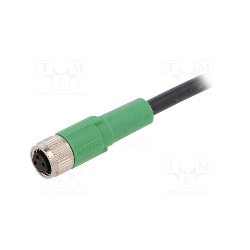 1 pcs x PHOENIX CONTACT - SAC-3P-3,0-PUR/M8FS - Connection lead, M8, PIN: 3, straight, 3m, plug, 60VAC, 4A, -25÷90°C