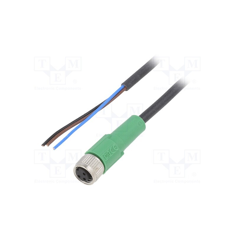 1 pcs x PHOENIX CONTACT - SAC-3P-5,0-PUR/M8FS - Connection lead, M8, PIN: 3, straight, 5m, plug, 60VAC, 4A, -25÷90°C