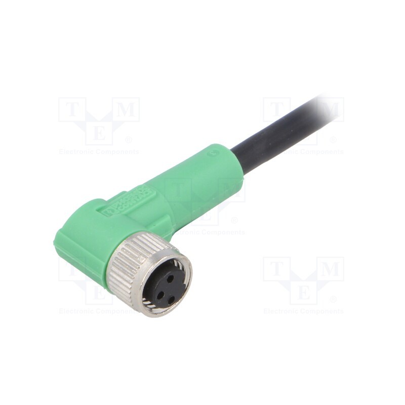1 pcs x PHOENIX CONTACT - SAC-3P-5,0-PVC/M8FR - Connection lead, M8, PIN: 3, angled, 5m, plug, 250VAC, 4A, -25÷90°C