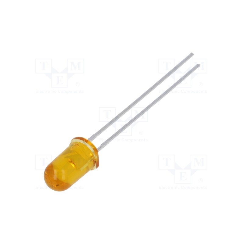 2 pcs x BROADCOM (AVAGO) - HLMP-3416 - LED, 5mm, yellow, 16.6÷50mcd, 35°, Front: convex, 2÷2.4V
