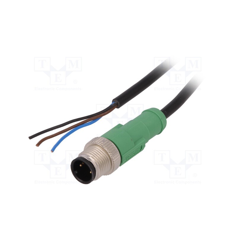 1 pcs x PHOENIX CONTACT - SAC-3P-M12MS/1,5-PVC - Connection lead, M12, PIN: 3, straight, 1.5m, plug, 250VAC, 4A, PVC
