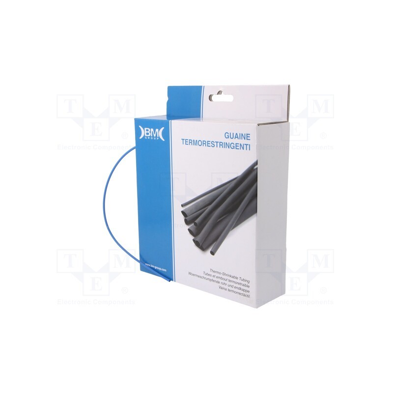 1 rol x BM GROUP - GBS016MBL - Heat shrink sleeve, glueless, 2: 1, 1.6mm, L: 12m, polyolefine