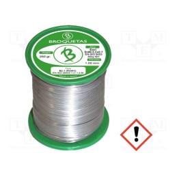 1 pcs x BROQUETAS - ECO1 B2.1 1MM 250G - Soldering wire, Sn99,3Cu0,7, 1mm, 0.25kg, lead free, reel, 220°C