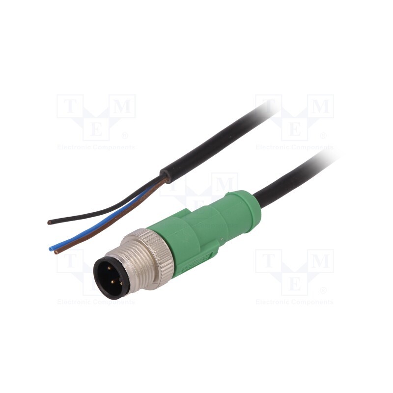1 pcs x PHOENIX CONTACT - SAC-3P-M12MS/3,0-PVC - Connection lead, M12, PIN: 3, straight, 3m, plug, 250VAC, 4A, PVC