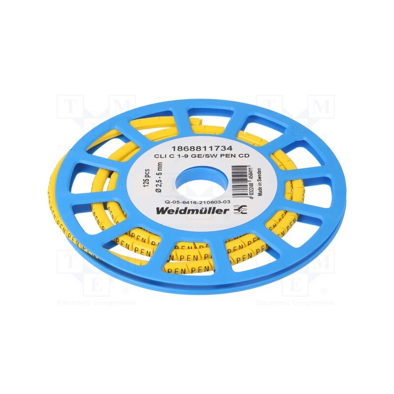 125 pcs x WEIDMu00dcLLER - CLI C 1-9 GE/SW PEN CD - Markers, Marking: PEN, 2.5÷5mm, PVC, yellow, -30÷80°C, leaded, CLI C