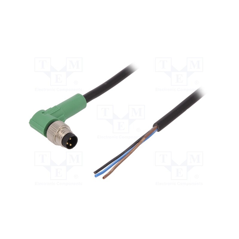 1 pcs x PHOENIX CONTACT - SAC-3P-M8MR/10,0-PVC - Connection lead, M8, PIN: 3, angled, 10m, plug, 250VAC, 4A, -25÷90°C