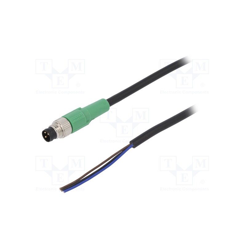 1 pcs x PHOENIX CONTACT - SAC-3P-M8MS/10,0-PVC - Connection lead, M8, PIN: 3, straight, 10m, plug, 250VAC, 4A, PVC