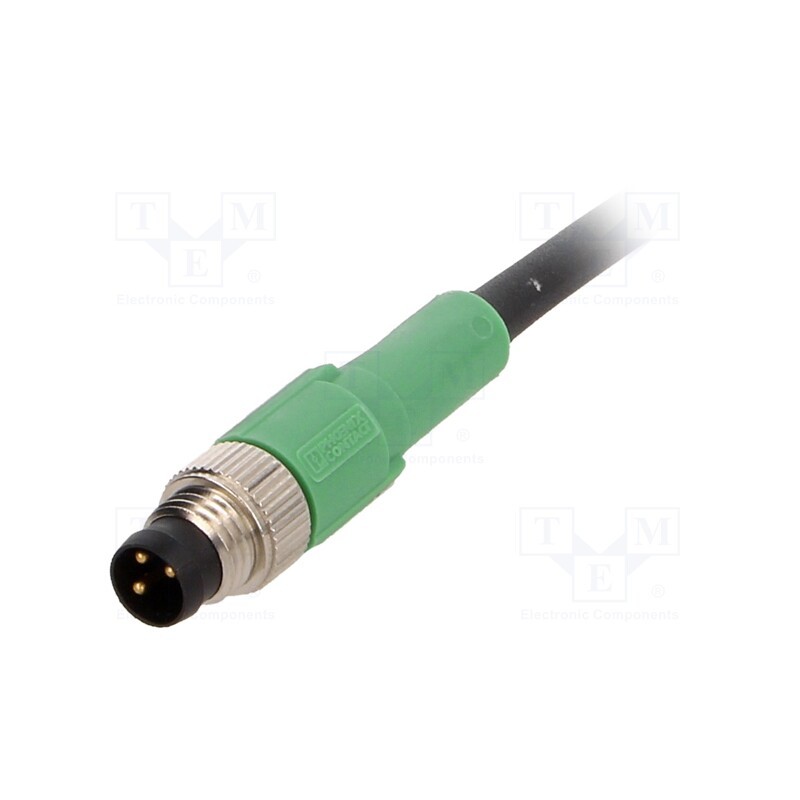 1 pcs x PHOENIX CONTACT - SAC-3P-M8MS/3,0-PUR - Connection lead, M8, PIN: 3, straight, 3m, plug, 60VAC, 4A, -25÷90°C
