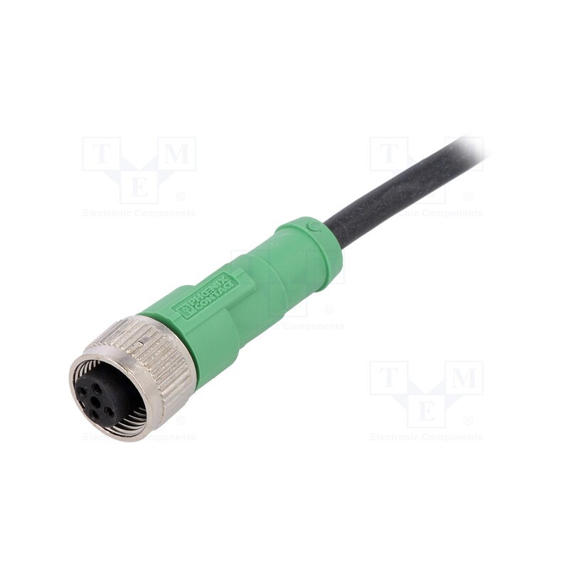 1 pcs x PHOENIX CONTACT - SAC-4P-5,0-PUR/M12FS - Connection lead, M12, PIN: 4, straight, 5m, plug, 250VAC, 4A, PUR