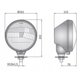 H4 headlight in a metal housing 161x115