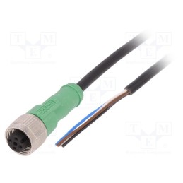 1 pcs x PHOENIX CONTACT - SAC-4P-5,0-PVC/M12FS - Connection lead, M12, PIN: 4, straight, 5m, plug, 250VAC, 4A, PVC