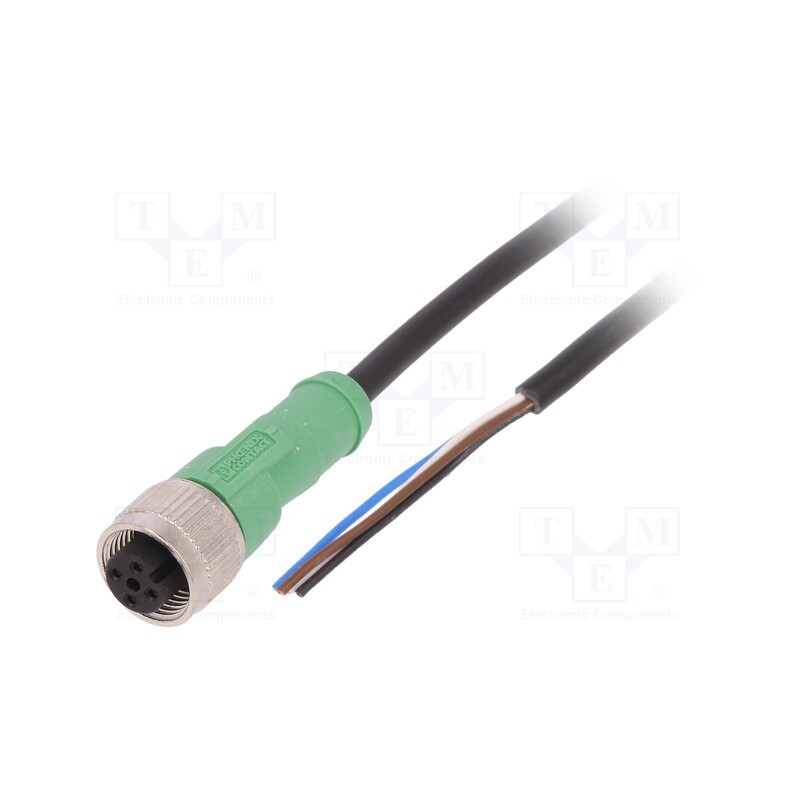 1 pcs x PHOENIX CONTACT - SAC-4P-5,0-PVC/M12FS - Connection lead, M12, PIN: 4, straight, 5m, plug, 250VAC, 4A, PVC