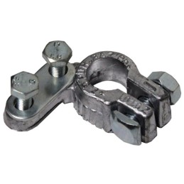 Lead clamp, screw-on terminal for batteries