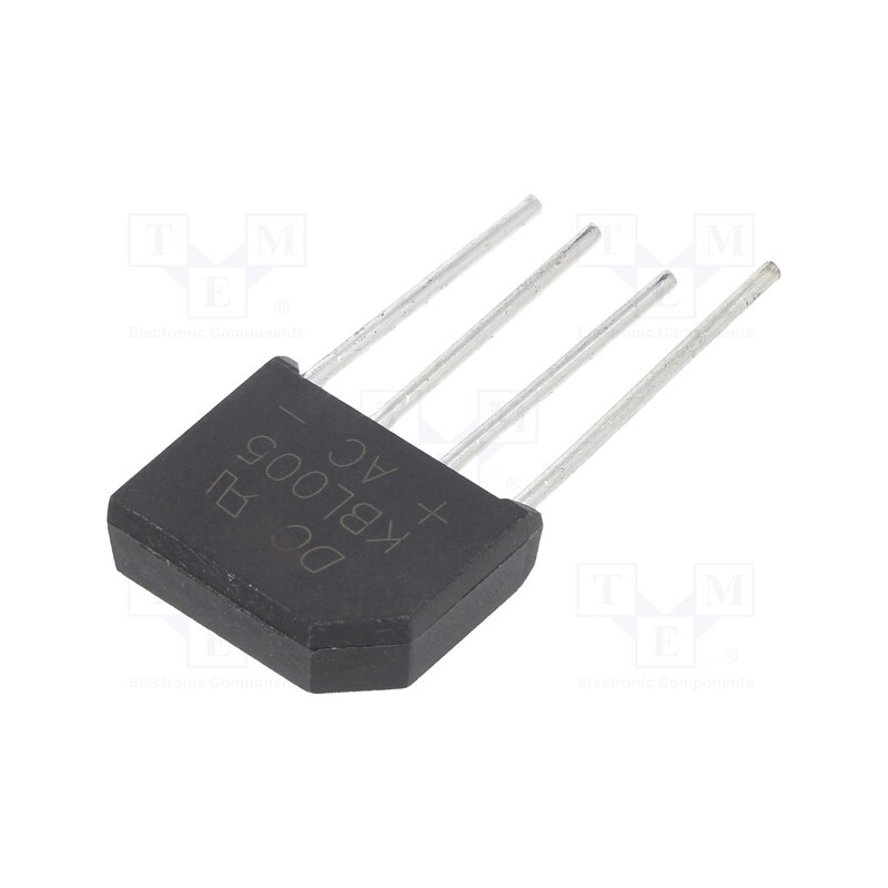 2 pcs x DC COMPONENTS - KBL005 - Bridge rectifier: single-phase, Urmax: 50V, If: 4A, Ifsm: 125A, flat