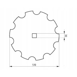 Toothed harrow disc 510mm 30x30 3 5mm z9