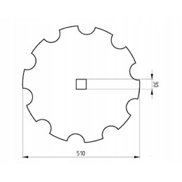 Toothed harrow disc 510mm 30x30 3 5mm z9