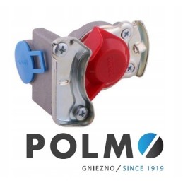 Double-circuit connector with valve, red 22x1 5 polmo