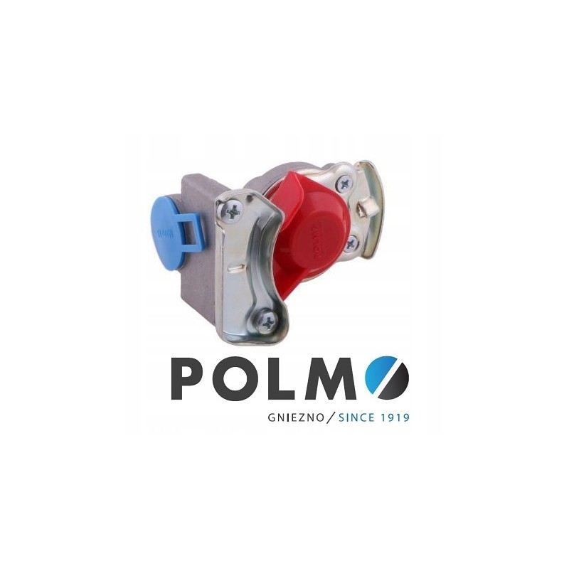 Double-circuit connector with valve, red 22x1 5 polmo