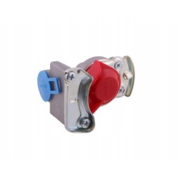 Double-circuit connector with valve, red 22x1 5 polmo