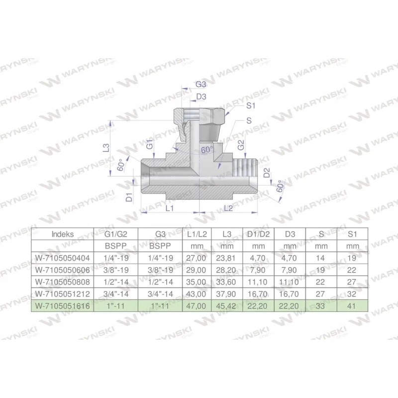 Symmetrical hydraulic tee, inch bab 1