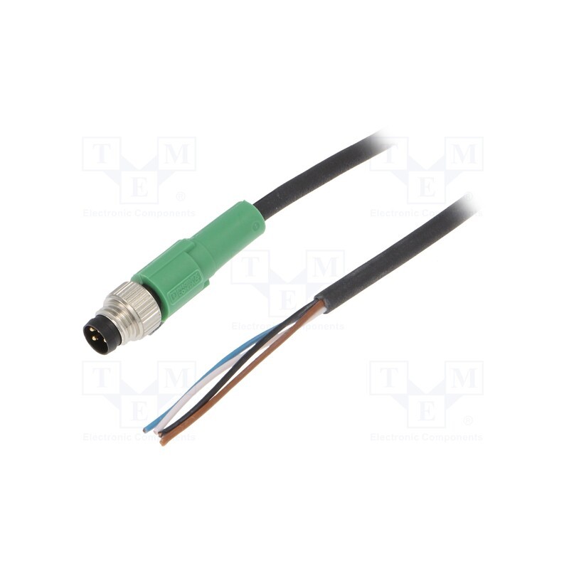 1 pcs x PHOENIX CONTACT - SAC-4P-M8MS/3,0-PUR - Connection lead, M8, PIN: 4, straight, 3m, plug, 30VAC, 4A, -25÷90°C