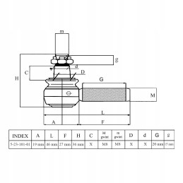 Left tie rod end Kubota M5000