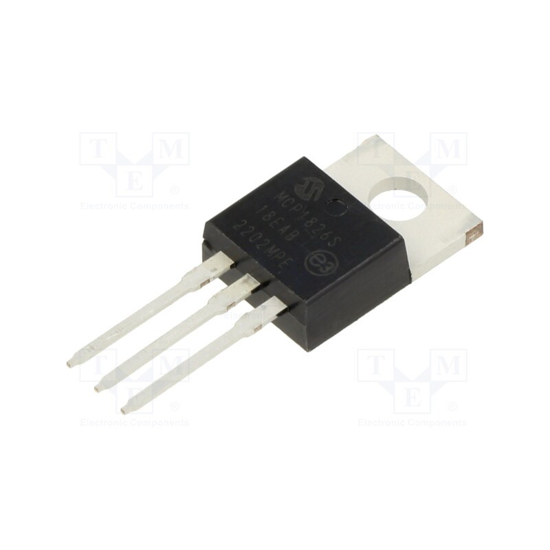 1 pcs x MICROCHIP TECHNOLOGY - MCP1826S-1802E/AB - IC: voltage regulator, LDO,linear,fixed, 1.8V, 1A, TO220-3, THT