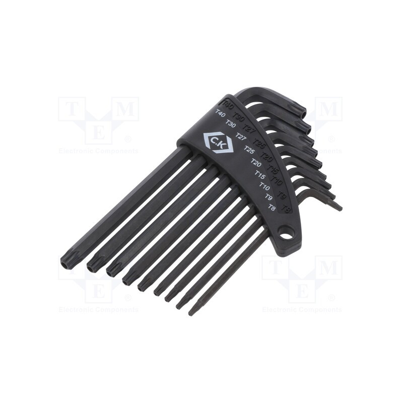 1 set x C.K - T4409 - Wrenches set, Torx®, TX08,TX09,TX10,TX15,TX25,TX27,TX30,TX40