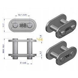 Chain lock, straight plate, z08b 1 r1 1 2 10 pcs