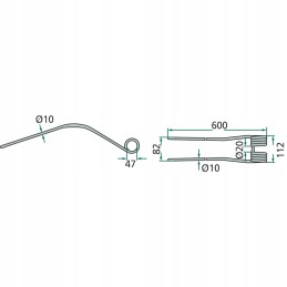 Spring rake tine 600x112x10 mm granite