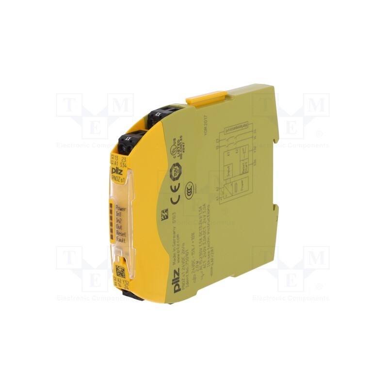 1 pcs x PILZ - 750101 - Module: safety relay, PNOZ s1, Usup: 24VDC, IN: 2, OUT: 3, -10÷55°C