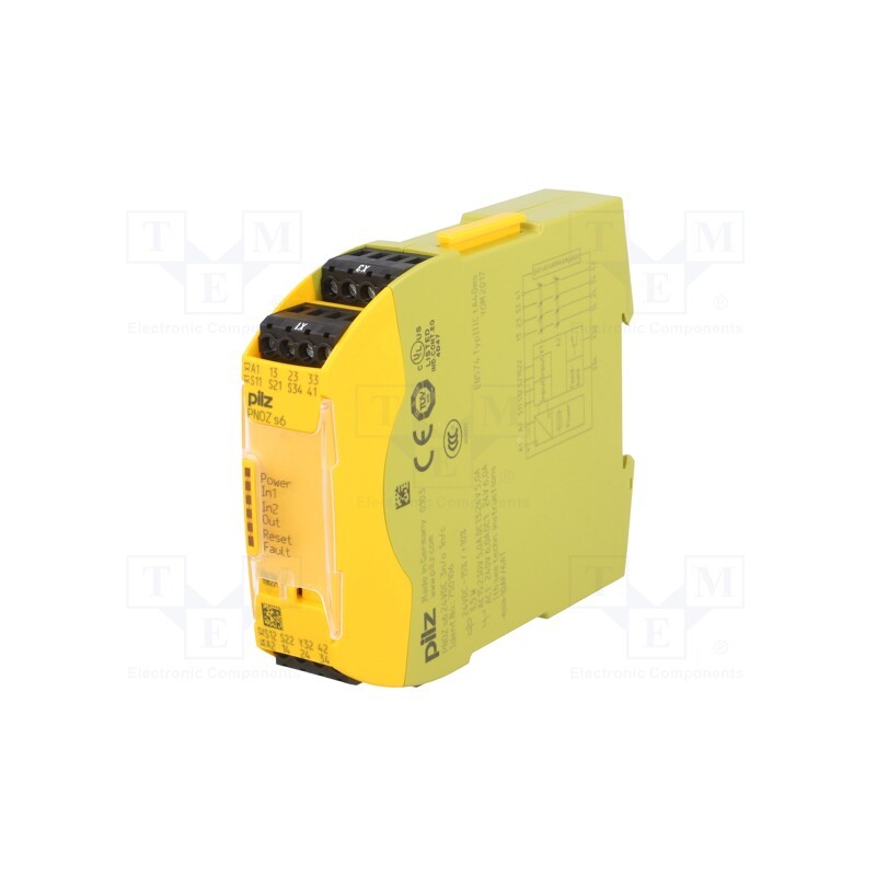 1 pcs x PILZ - 750106 - Module: safety relay, PNOZ s6, Usup: 24VDC, IN: 3, OUT: 5, -10÷55°C