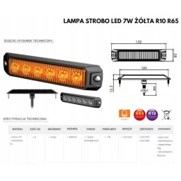 Strobe lamp 6led 7w 12 24v r10 r65 yellow