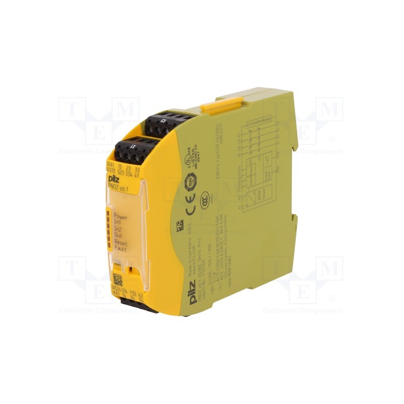 1 pcs x PILZ - 750126 - Module: safety relay, PNOZ s6.1, Usup: 24VDC, IN: 3, OUT: 5, -10÷55°C