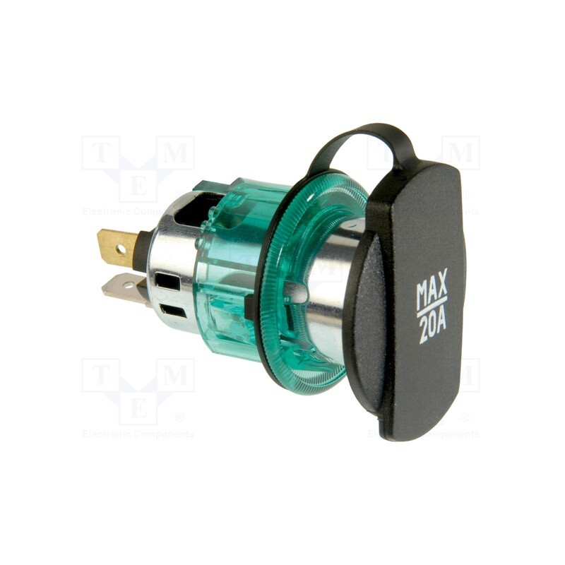 1 pcs x PRO CAR - 68140860 - Car lighter socket, car lighter socket x1, 20A, green, blister
