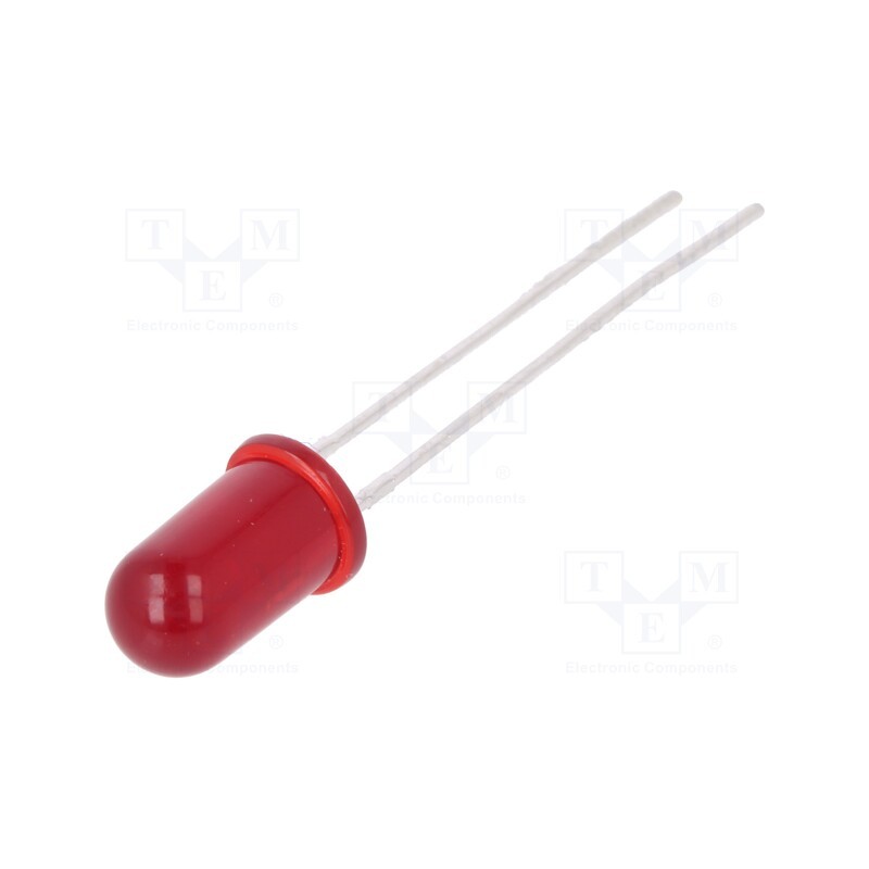 2 pcs x BROADCOM (AVAGO) - HLMP-3301-D0002 - LED, 5mm, red, 2.4mcd, 60°, Front: convex, 1.9÷2.4V, No.of term: 2