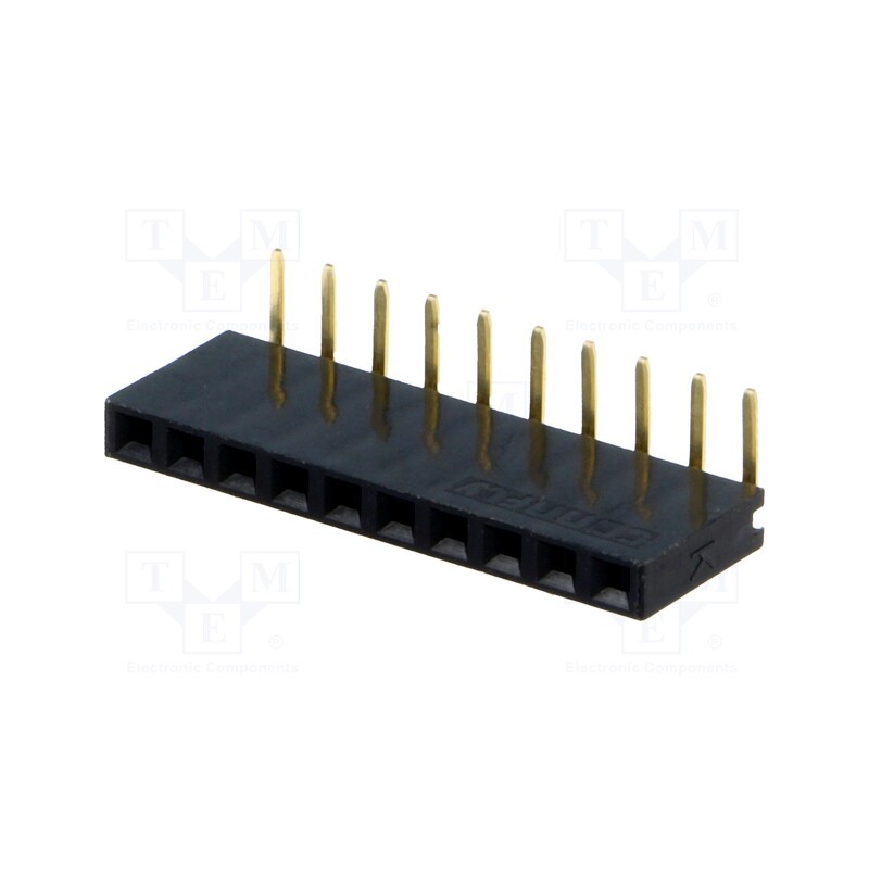5 pcs x CONNFLY - DS1024-1*10R0 - Socket, pin strips, female, PIN: 10, angled 90°, 2.54mm, THT, 1x10