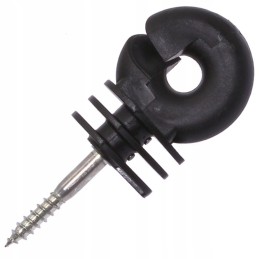 Wire and braid insulator, black, with screw, 25 pcs