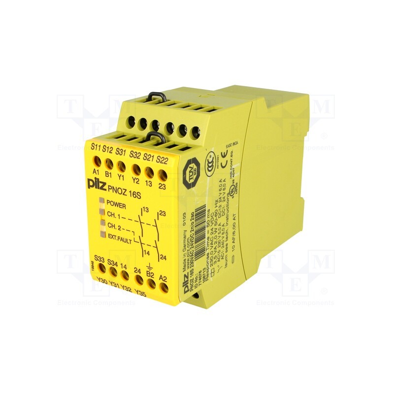 1 pcs x PILZ - 774076 - Module: safety relay, PNOZ 16S, 230VAC, Contacts: NO x2, IN: 2, IP40