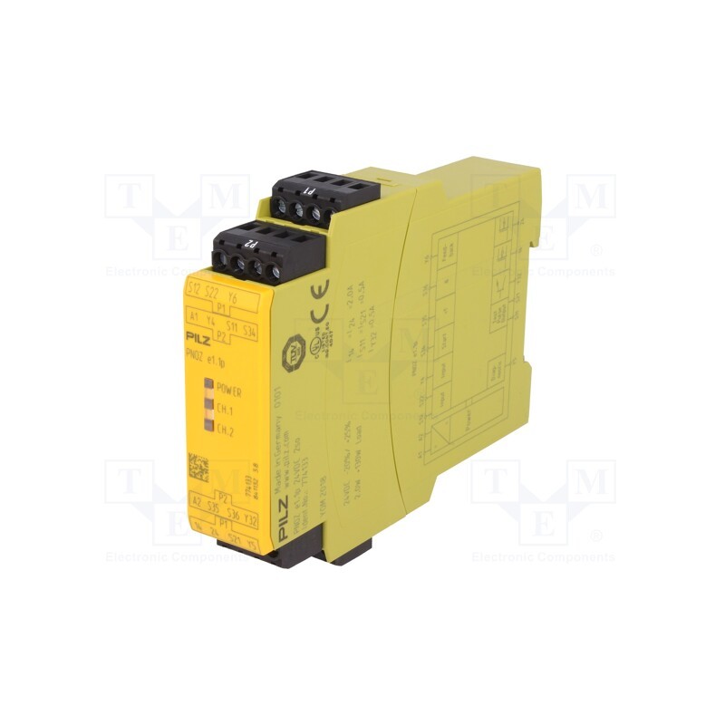 1 pcs x PILZ - 774133 - Module: safety relay, PNOZ e1.1p, Usup: 24VDC, IN: 2, OUT: 5, IP40