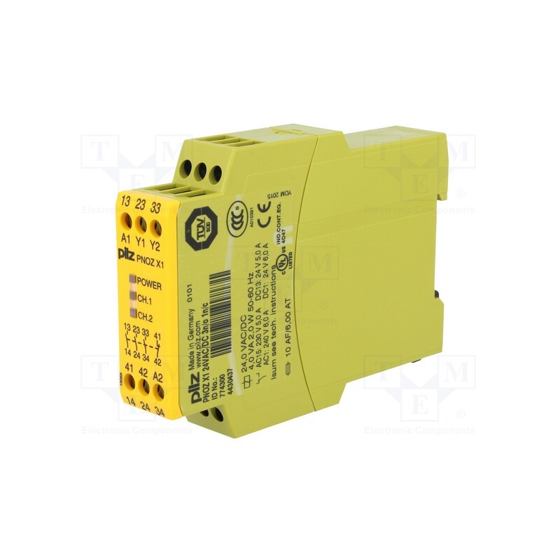 1 pcs x PILZ - 774300 - Module: safety relay, PNOZ X1, Usup: 24VAC, Usup: 24VDC, IN: 1, OUT: 4