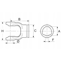 Fork on a profiled pipe with a 36x3 spring ring