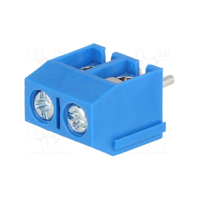 5 pcs x NINIGI - TB-5.0-P-2P/BL - PCB terminal block, angled 90°, 5mm, ways: 2, on PCBs, 1.5mm2, 16A