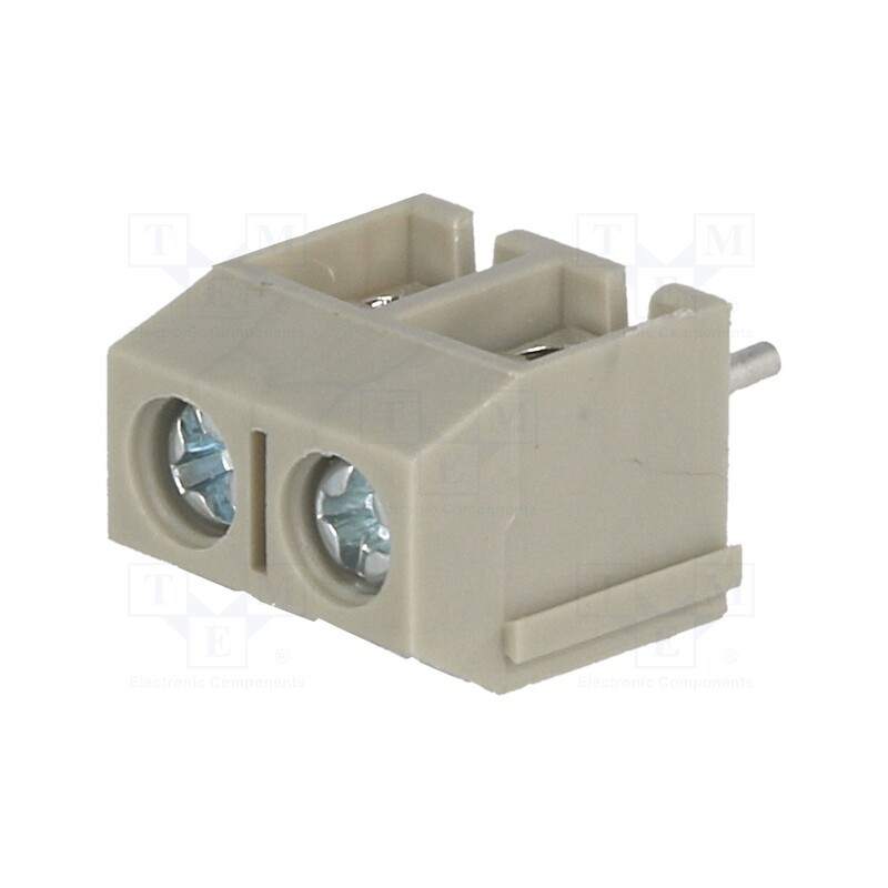 5 pcs x NINIGI - TB-5.0-P-2P/GY - PCB terminal block, angled 90°, 5mm, ways: 2, on PCBs, 1.5mm2, 16A