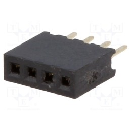 5 pcs x CONNFLY - DS1065-01-1*4S8BV - Socket, pin strips, female, PIN: 4, straight, 1.27mm, THT, 1x4, 1A