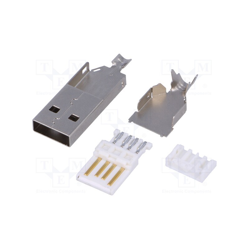 5 pcs x CONNFLY - DS1107-WN0 - Plug, USB A, soldering