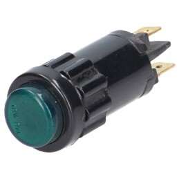 Green indicator light, 12v, 18mm diameter housing