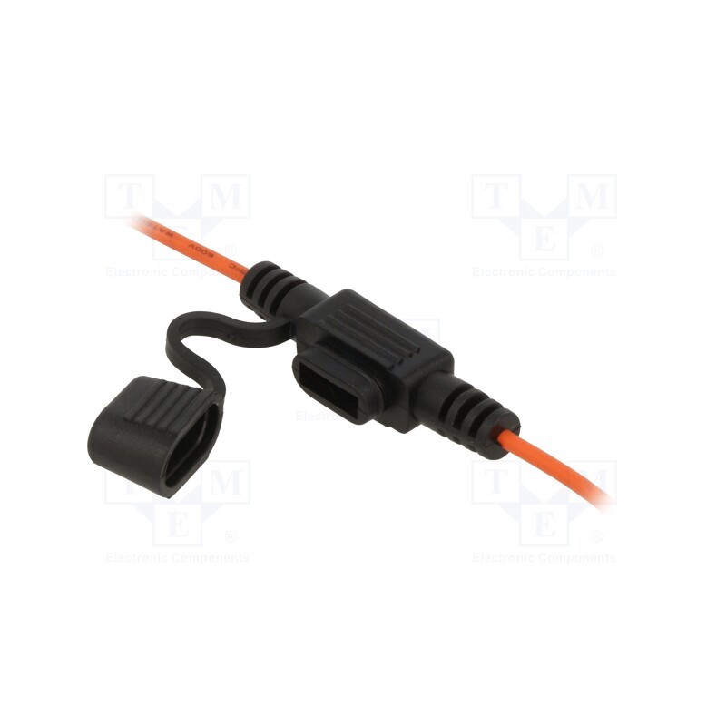 1 pcs x OPTIFUSE - LPM-01B-18OR - Fuse holder, 11mm, 10A, Leads: cables, -40÷85°C, 58V